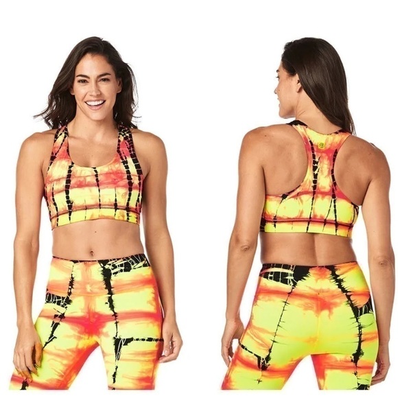 Zumba Tie Dye For Zumba Scoop Bra - Medium Oh Orange NWT - Picture 10 of 12